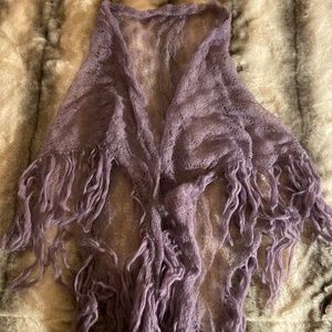 Fringed lacy shawl